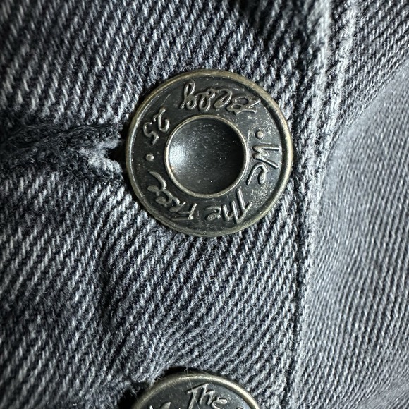 Free People Moonchild distressed Shirt Jacket denim jean Black oversized Sz XS - Picture 6 of 9